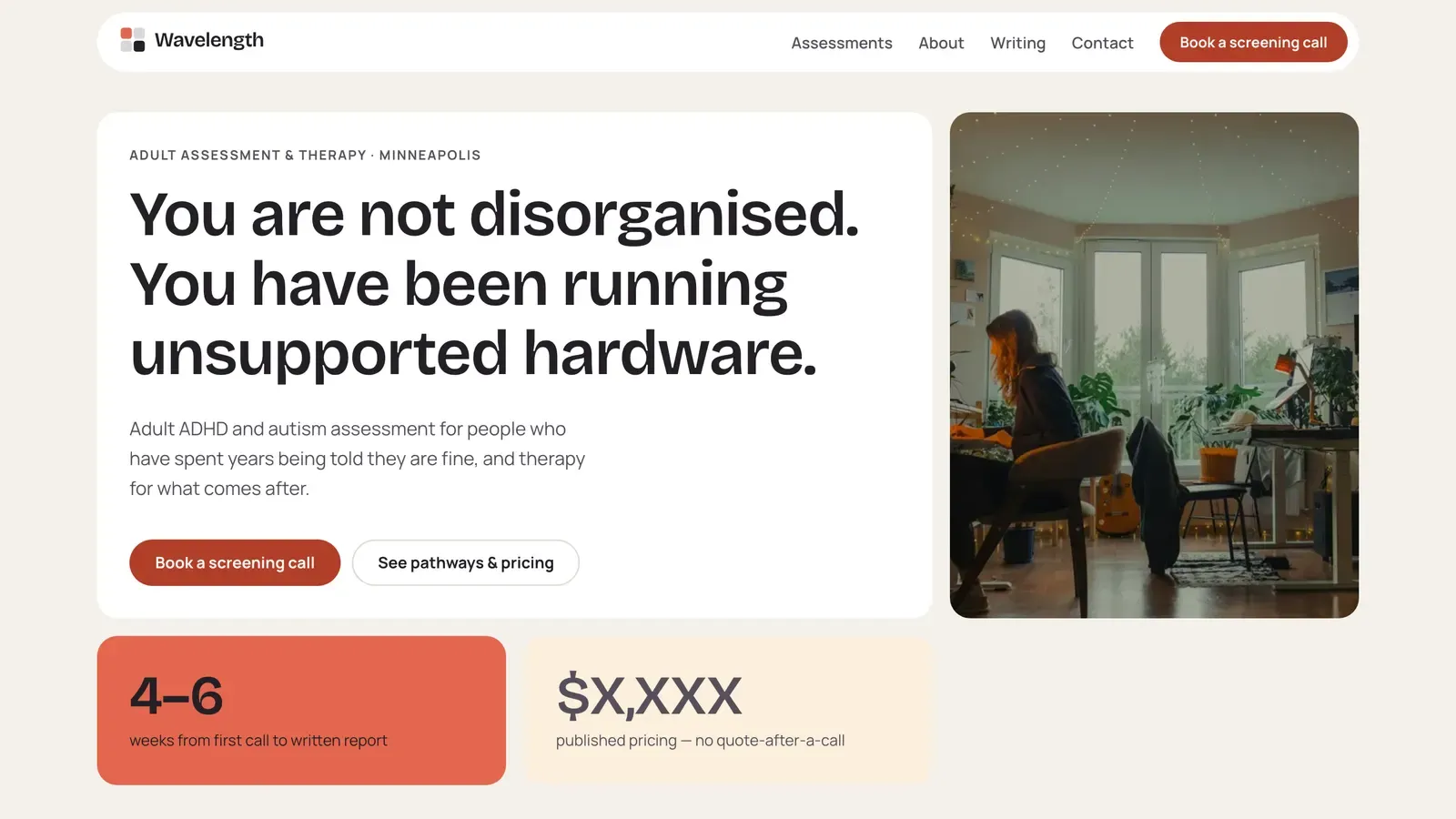 Homepage of the Mosaic template — Wavelength Psychology · Minneapolis, MN
